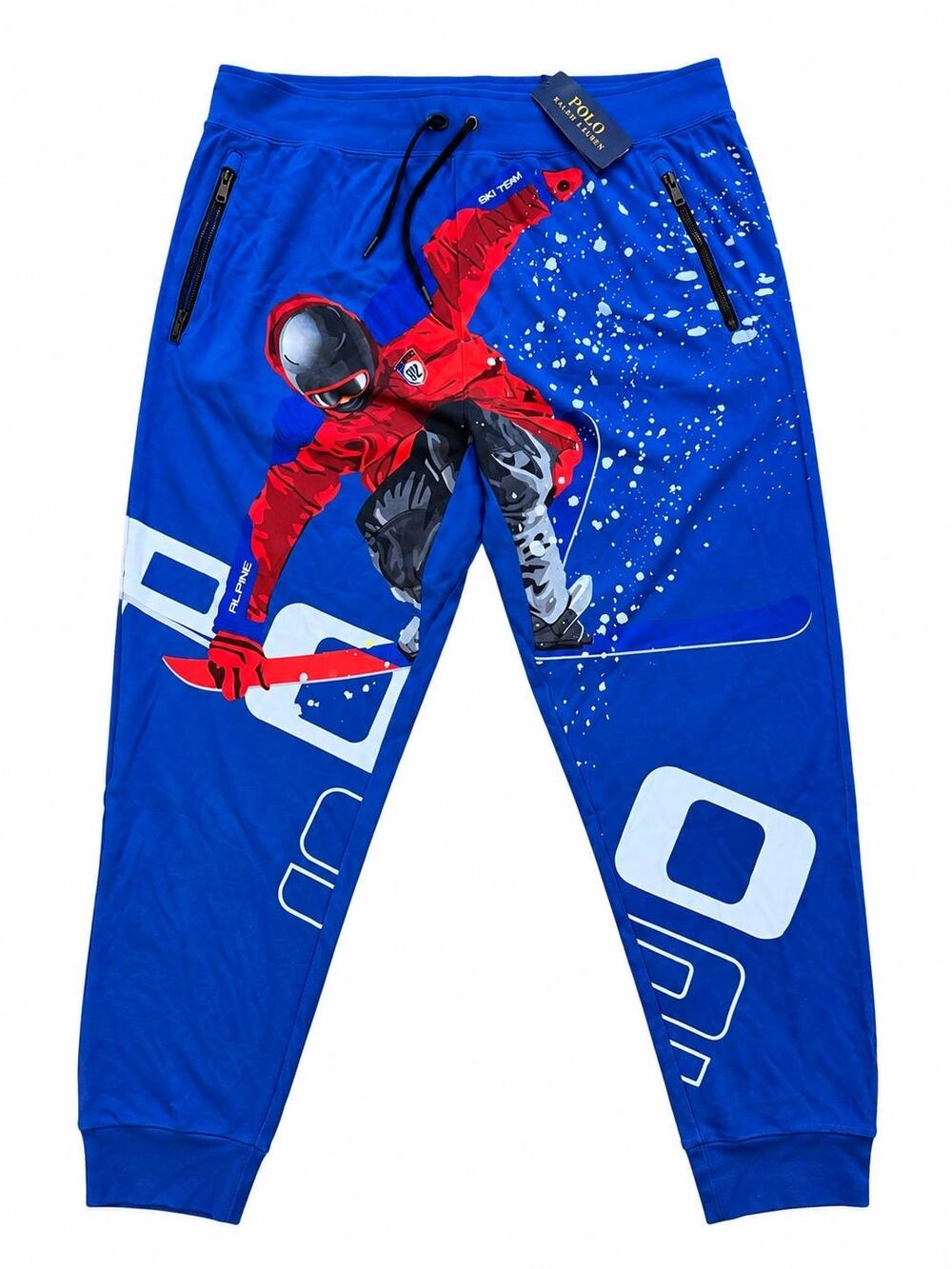 NWT Polo Ralph Lauren Ski Team Snowboarder Graphic Joggers Blue XXL